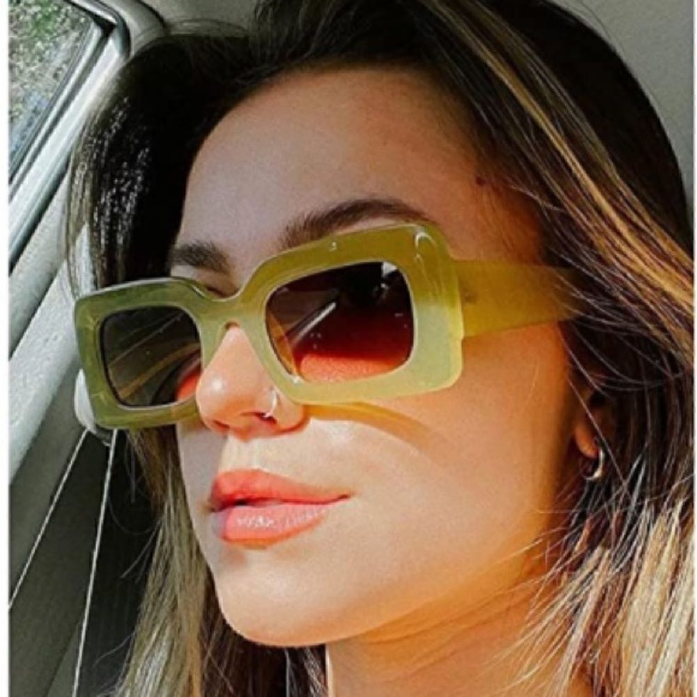 Green Chunky Square Sunglasses  